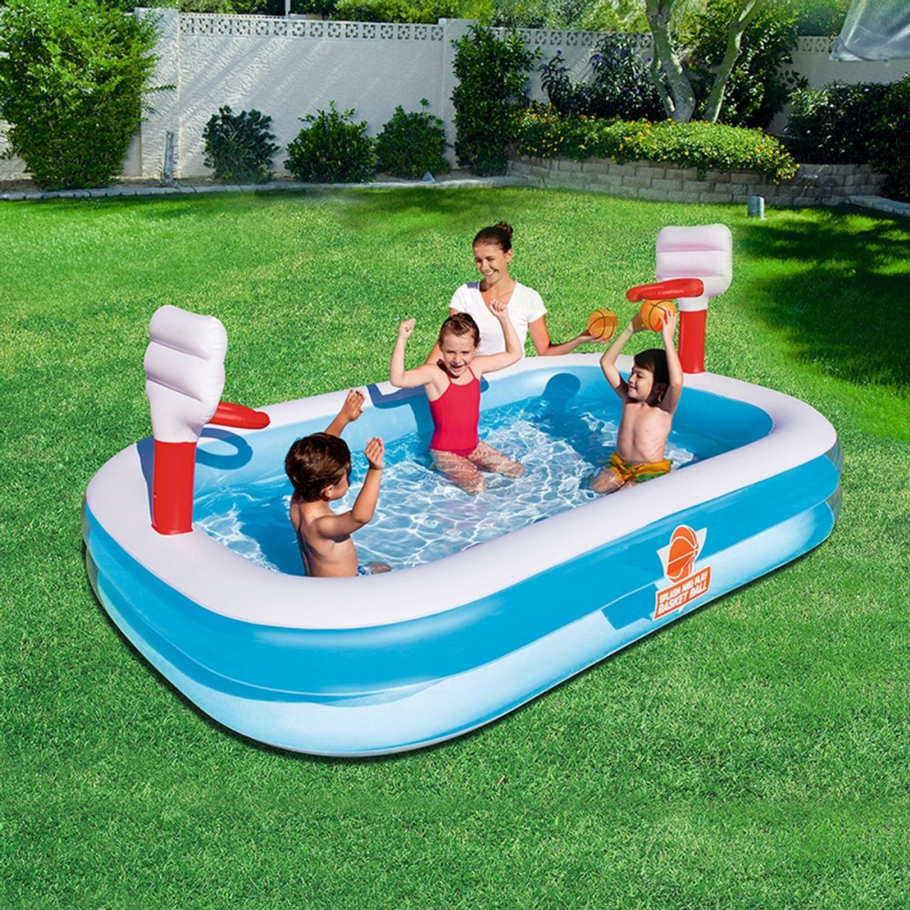 Inflatable Basketball Play Padding Pool With 2 Basket Ball Hoops