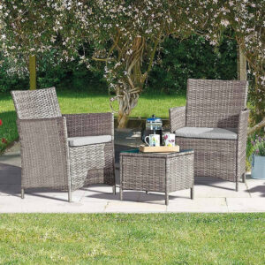Siena 3 Piece Rattan Bistro Set (Grey)